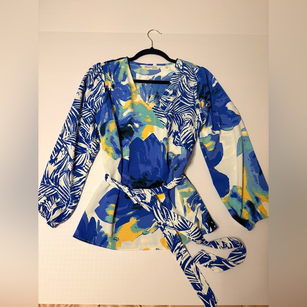 Kacey Montoya’s Closet | Lawrence Zarian Mixed Print Faux Wrap Top